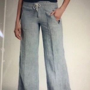 Athlete Chambray wide leg linen pant